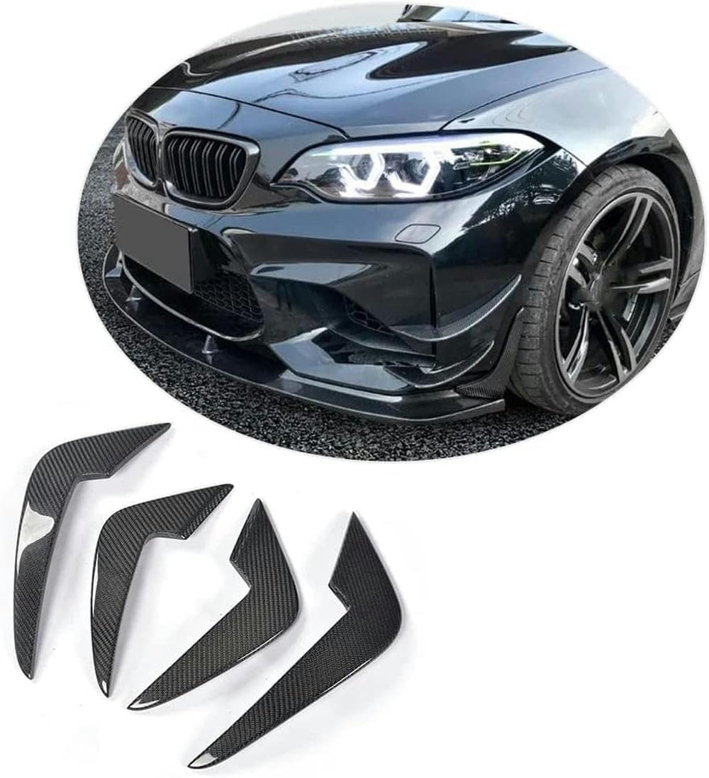 Olgyn Carbonfaser-Frontstoßstangen-Canards-Splitter-Kit Für Bmw 2Er-Serie F87 M2 Coupe 2016–2017, Frontstoßstangenflossen, Zierspoiler, Winglets, Splitterschutz, Karosserie-Kits (4 Stück) von OLgyn