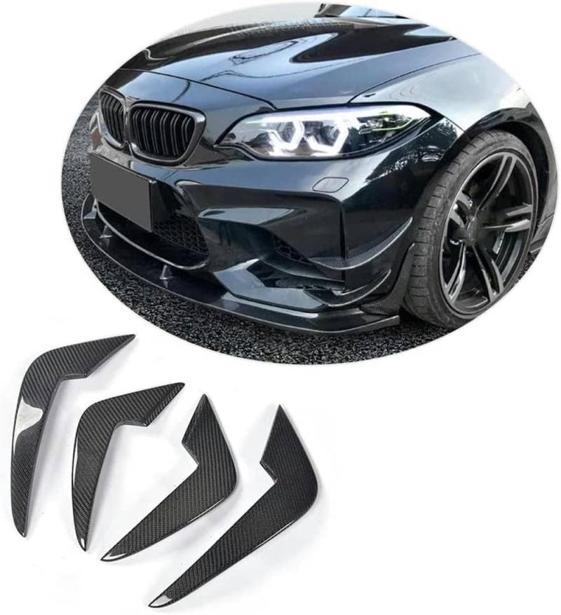 Olgyn Carbonfaser-Frontstoßstangen-Canards-Splitter-Kit Für BMW 2Er-Serie F87 M2 Coupe 2016–2017, Frontstoßstangenflossen, Zierspoiler, Winglets, Splitterschutz, Karosserie-Kits (4 Stück) von OLgyn