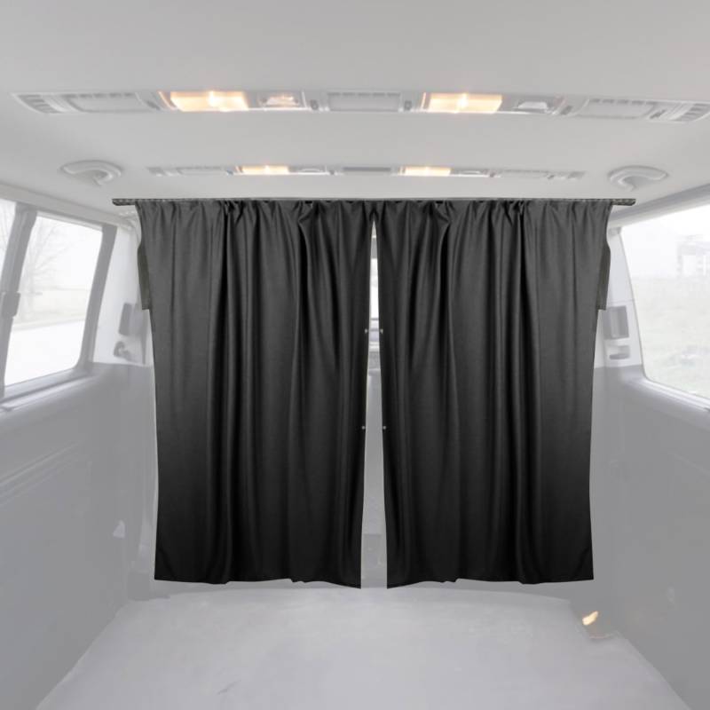 OMAC Fahrerhaus Führerhaus Gardinen Sonnenschutz kompatibel mit VW T5 L1 L2 Schwarz 2tlg von OMAC