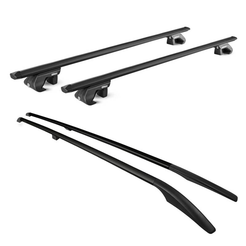 Dachreling + Dachträger Satz für VW Touareg 7L 2002-2010 Alu Schwarz von OMAC