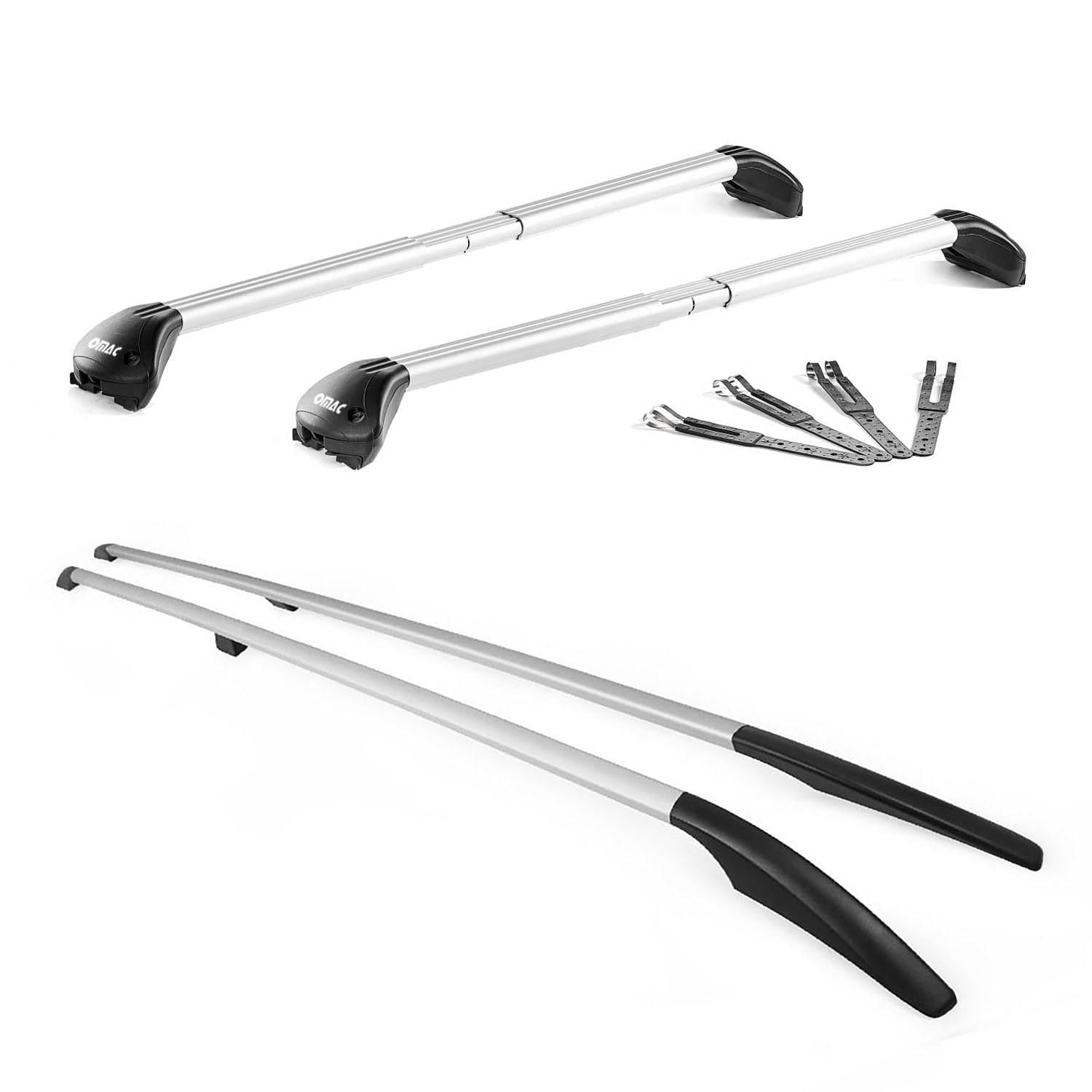 Dachreling + Dachträger Satz für VW Touareg 7L 2002-2010 Alu Silber von OMAC