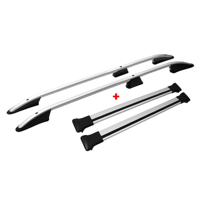 Dachreling + Dachträger Set für FIAT Doblo L1 Kurzer 2010-2021 Alu Silber 4tlg von OMAC