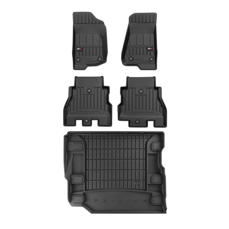 OMAC Fußmatten & Kofferraumwanne Set für Jeep Wrangler 2017-2025 Gummi TPE 5X von OMAC