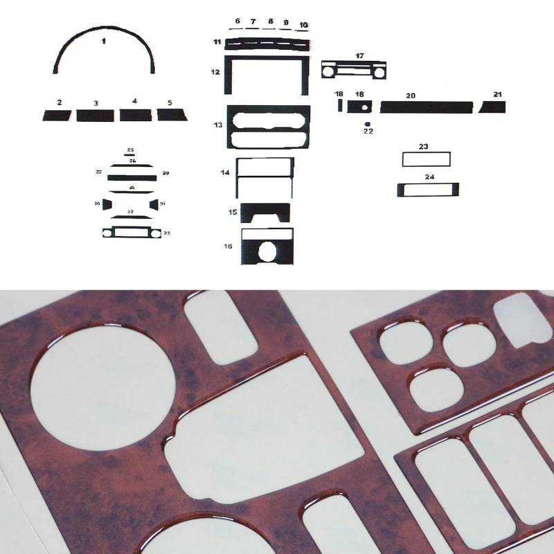 OMAC Innenraum Dekor Cockpit kompatibel mit Mercedes Sprinter 906 2006-2018 Wurzelholz Optik 33x von OMAC