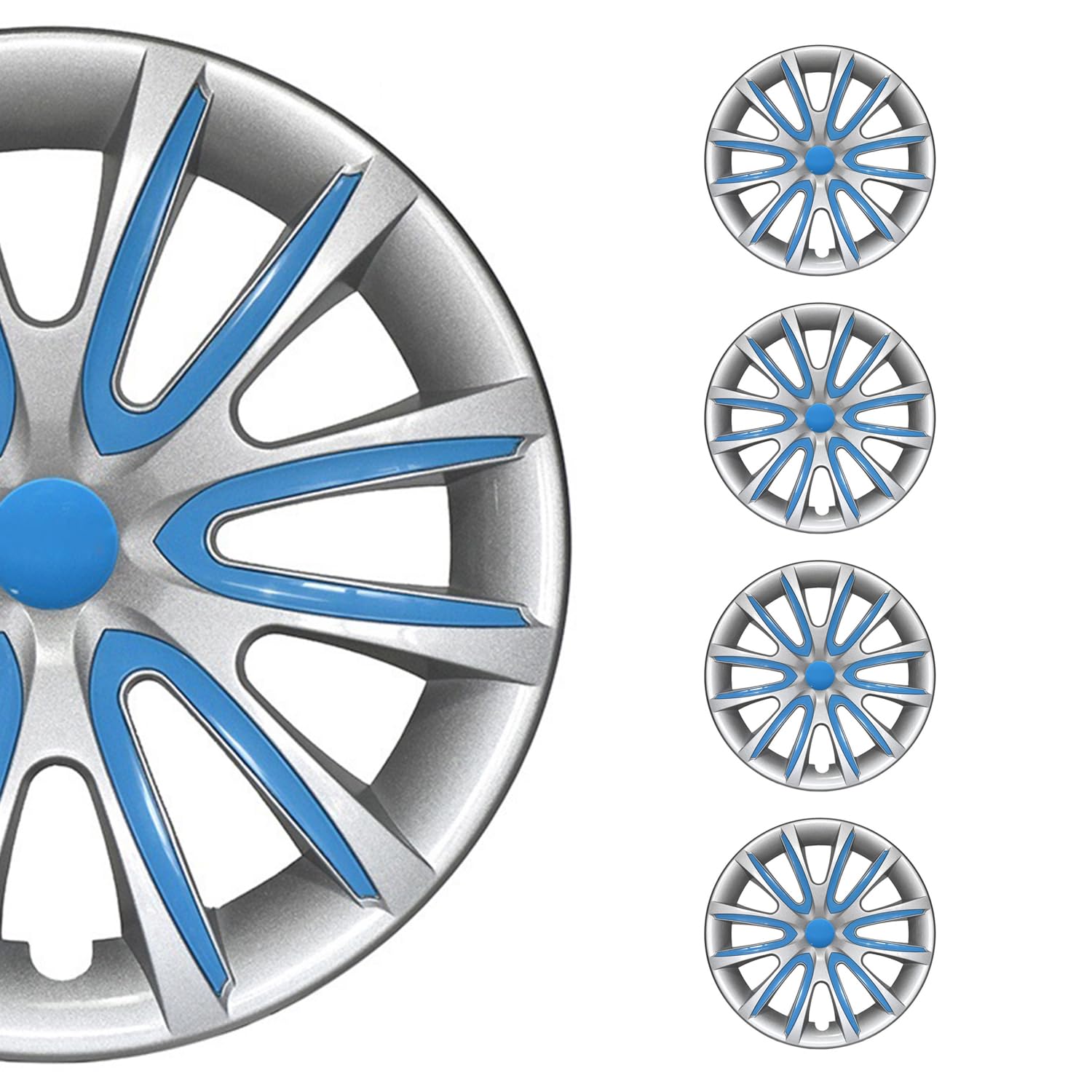 OMAC 4X Radkappen Radzierblenden Radblenden 16" Zoll Stahlfelgen Glänzend Grau-Blau von OMAC