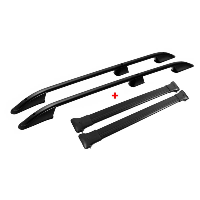 Dachreling + Dachträger Set für Citroen Berlingo L1 2008-2018 Alu Schwarz 4X von OMAC