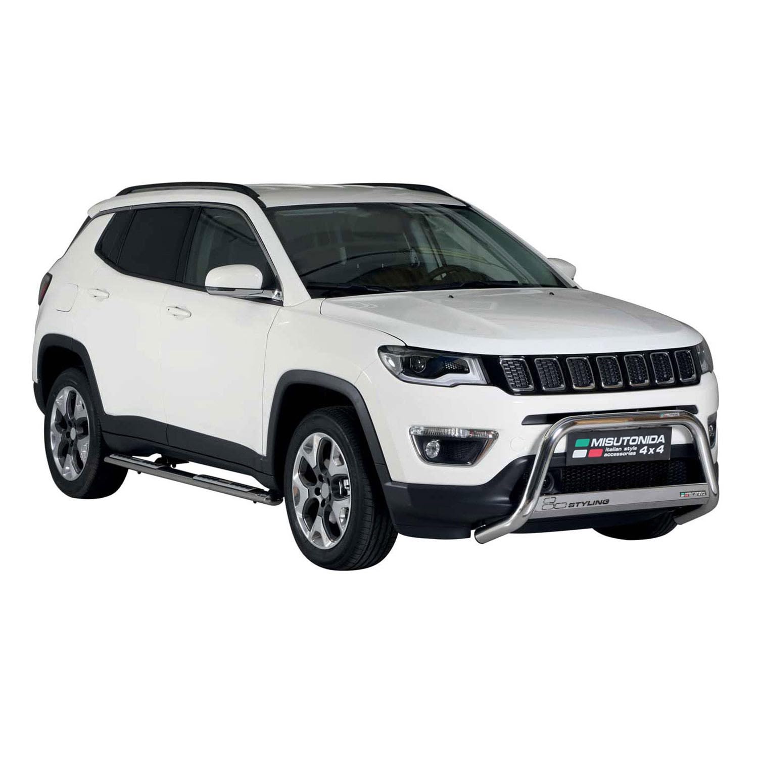 OMAC Edelstahl Seitenschweller Schwellerrohre für Jeep Compass 2016-2021 Silber von OMAC