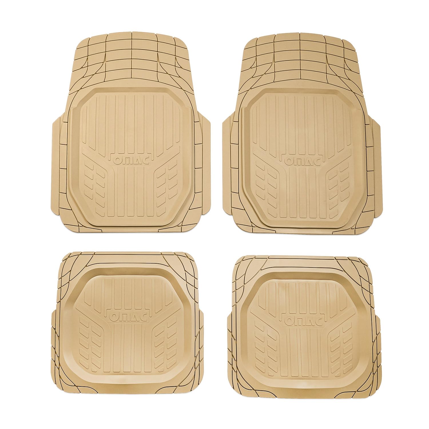 OMAC Fußmatten Zuschneidbar Gummi Beige 4 TLG für BYD Seal U 2023-2024 von OMAC