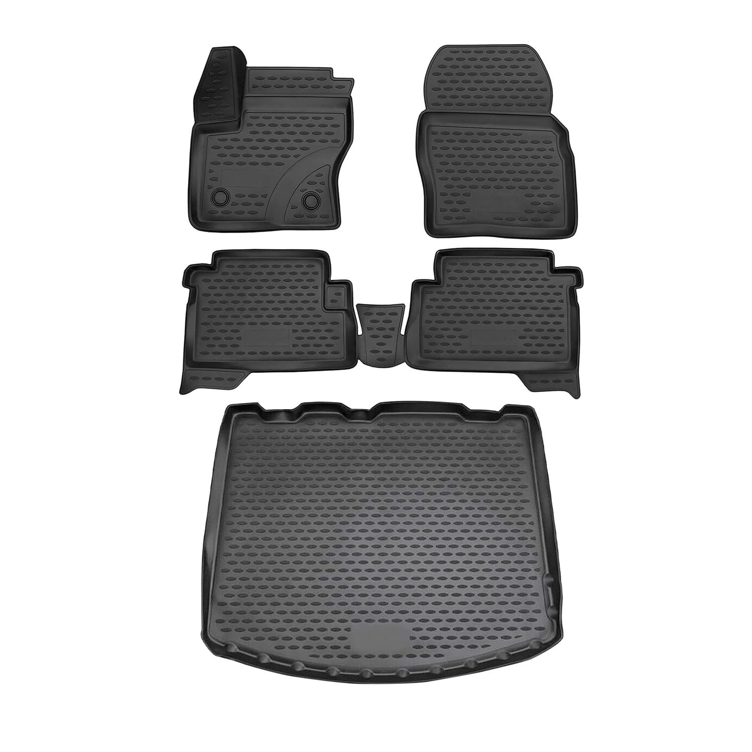 OMAC Fußmatten & Kofferraumwanne Set kompatibel mit Ford Kuga 2012-2019 Gummi TPE Schwarz 5X von OMAC