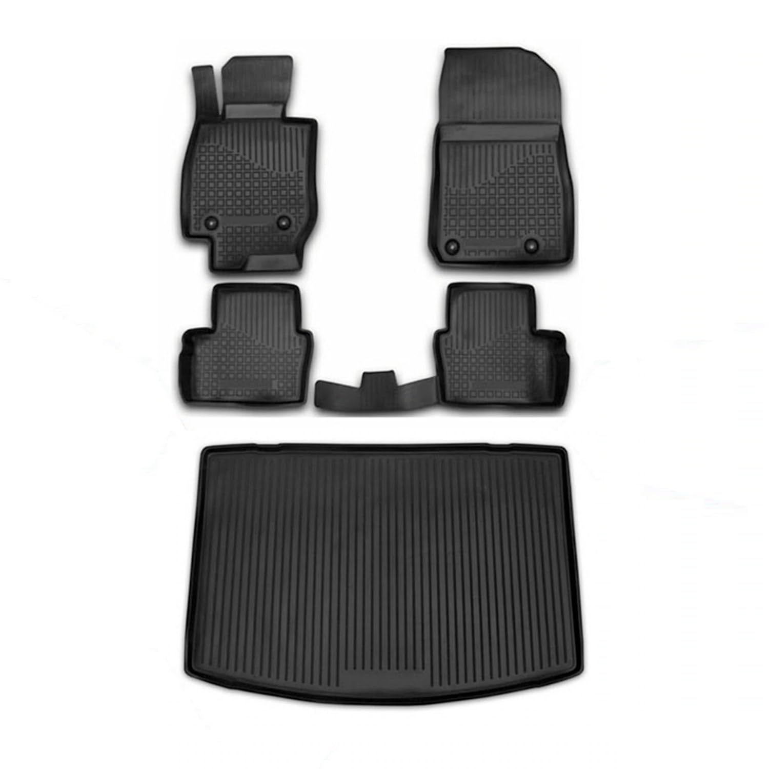 OMAC Fußmatten & Kofferraumwanne Set kompatibel mit Mazda CX-3 2015-2024 Gummi TPE Schwarz 5X von OMAC