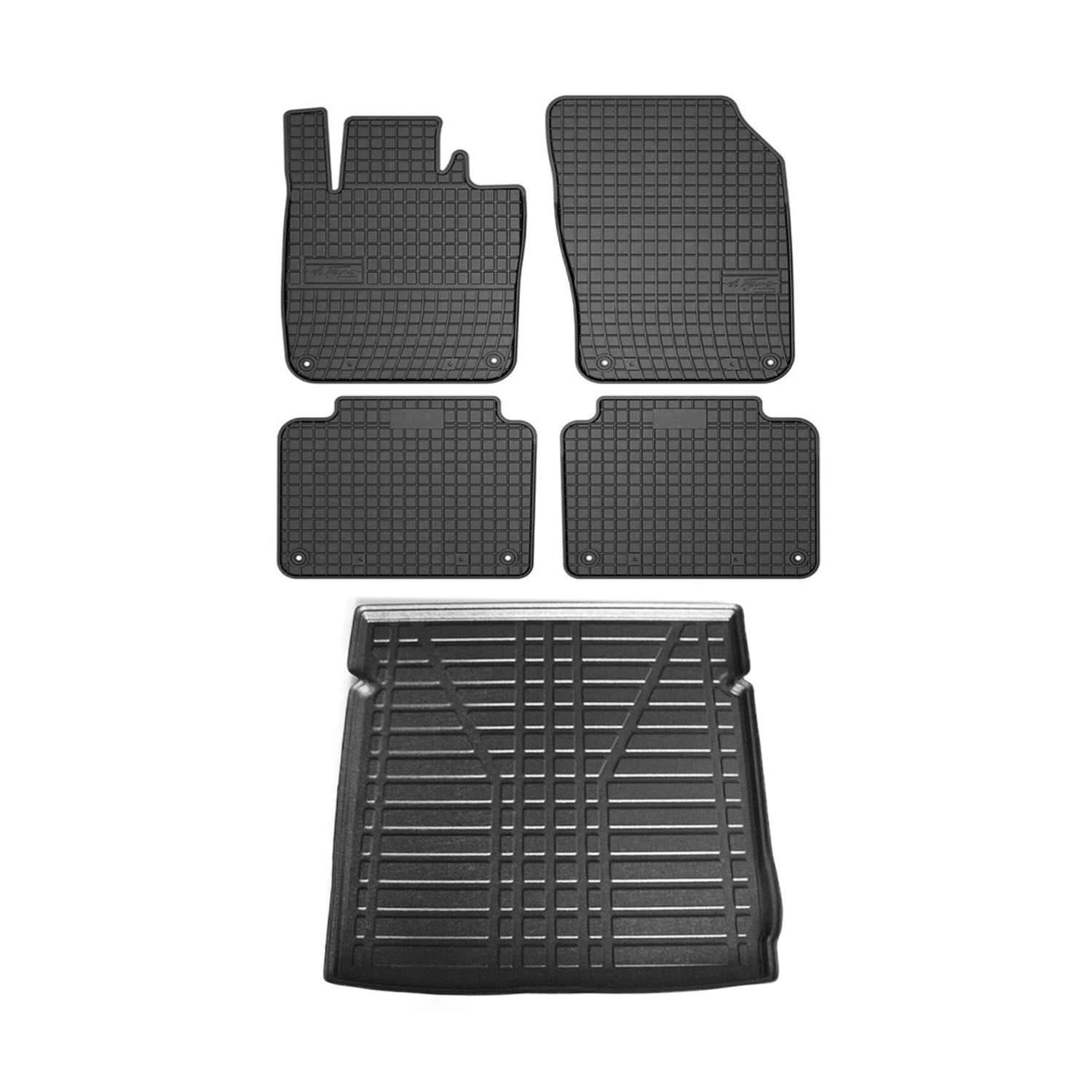 Fußmatten & Kofferraumwanne Set für VW Caddy 2020-2025 Gummi TPE Schwarz 5X von OMAC