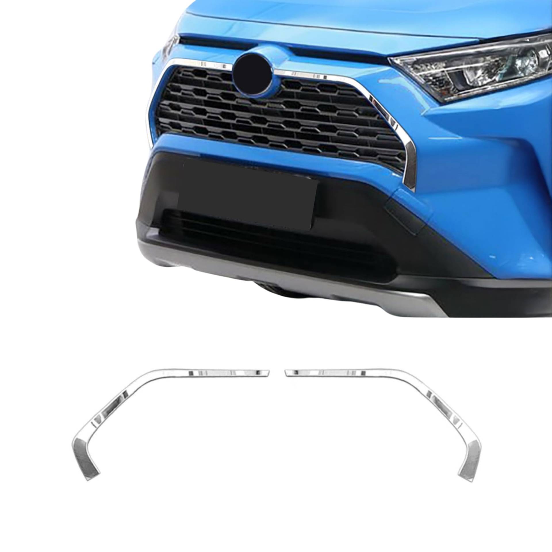 Kühlergrill Leisten Grillleisten für Toyota RAV4 2018-2025 Edelstahl Silber 2tlg von OMAC