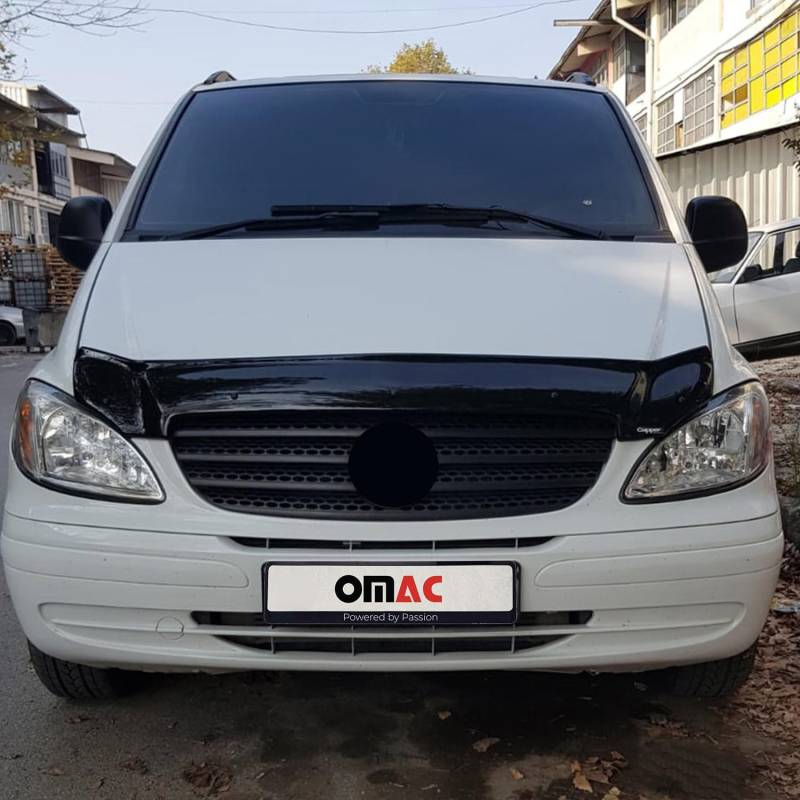 OMAC Motorhaube Deflektor Steinschlagschutz Kompatibel mit Mercedes Vito Viano W639 2003-2014 | Schwarz Insekten Motorhaubenschutz Rahmenschutzfolie Maske Auto Zubehör von OMAC