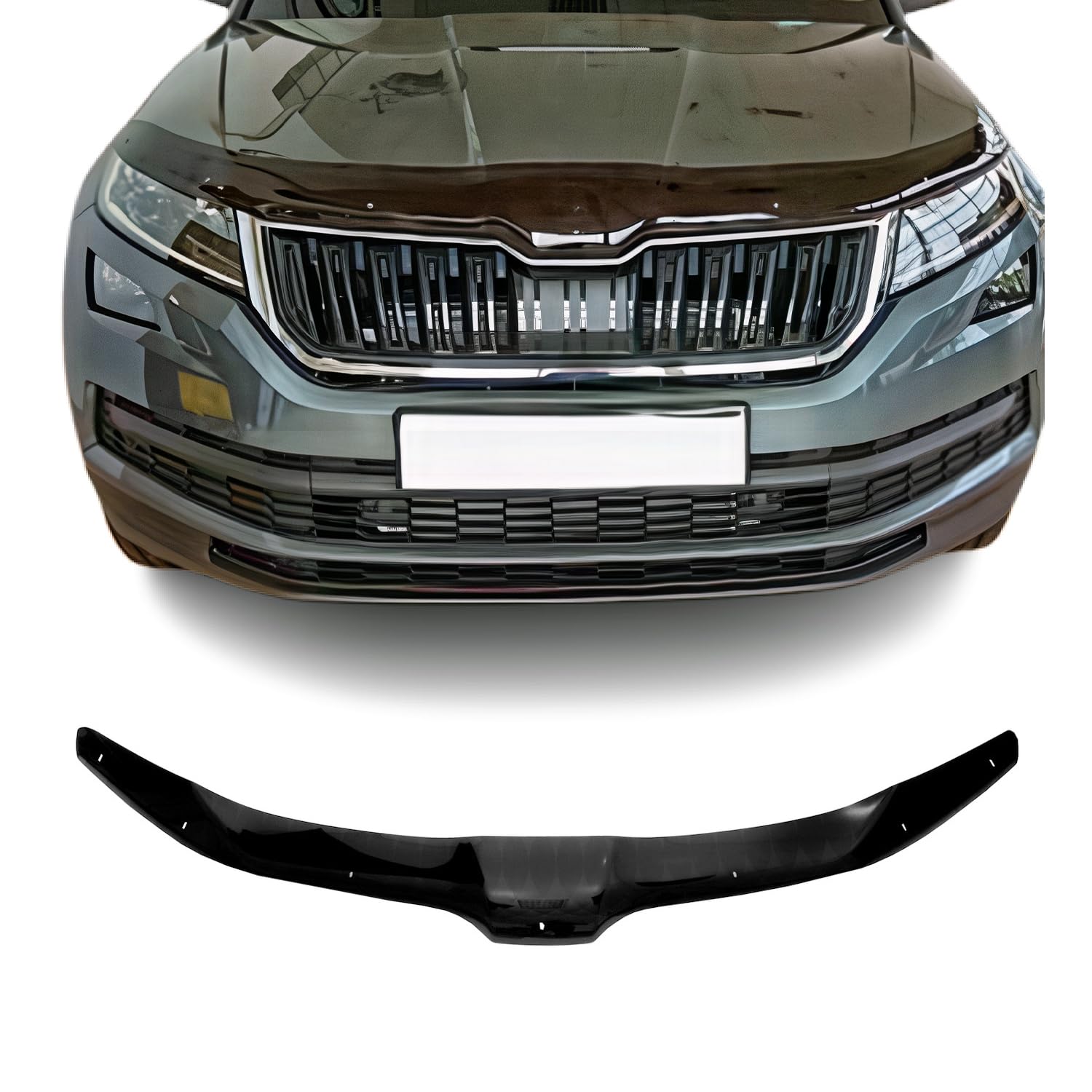 OMAC Motorhaube Deflektor Steinschlagschutz kompatibel mit Skoda Kodiaq 2016-2019 Schwarz Abs von OMAC