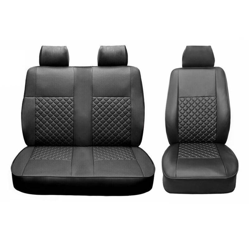 OMAC Schonbezüge Sitzbezug kompatibel mit Mercedes Vito W447 2014-2022 Schwarz Leder 2+1 Sitz von OMAC