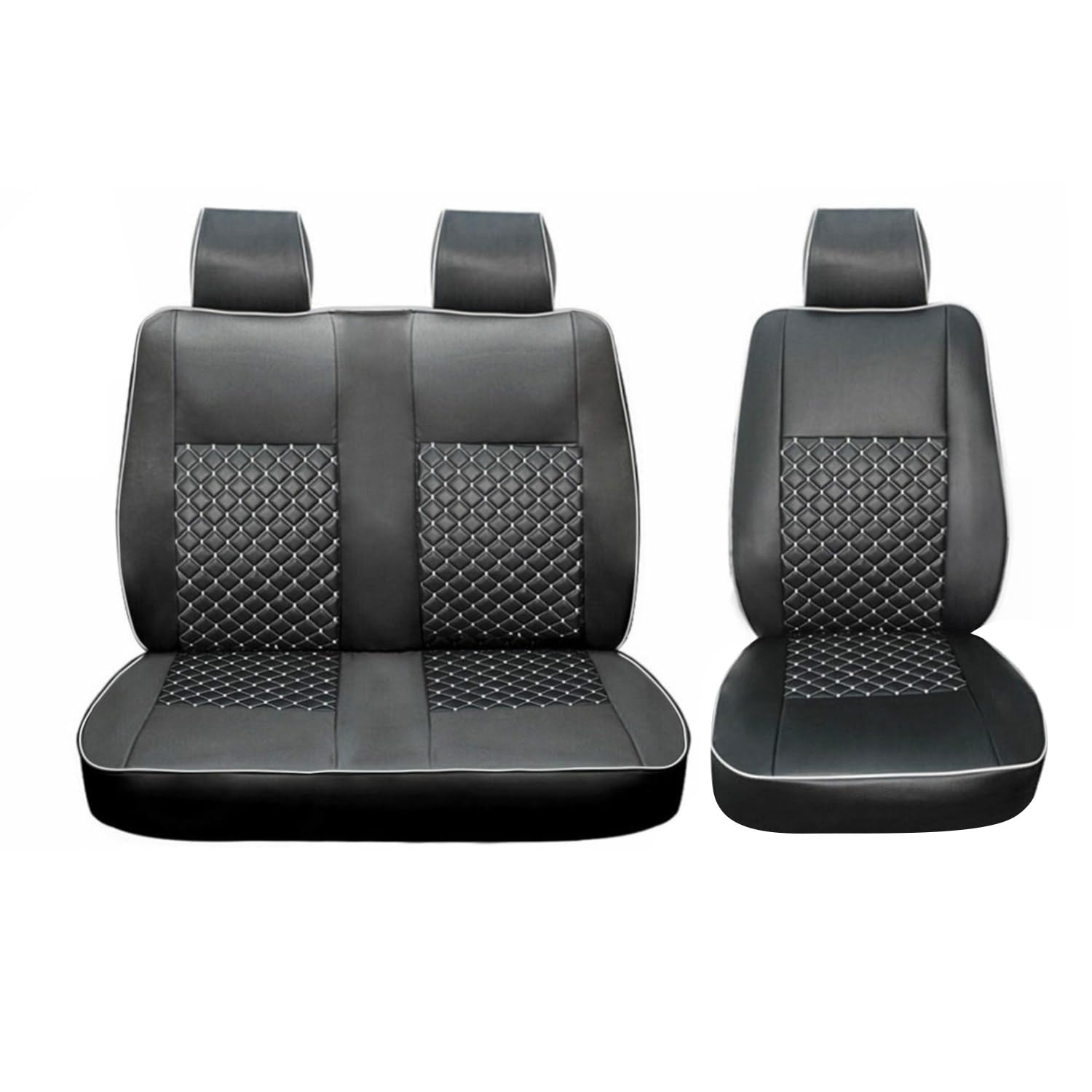 OMAC Schonbezüge Sitzbezug kompatibel mit Mercedes Vito W639 2003-2014 Leder Schwarz Weiß 2+1 von OMAC