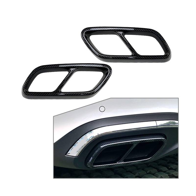 2Pcs Auto Hinten Auspuff Endrohr Abdeckung Trim Für Mercedes Für Benz C-Klasse W206 Außen Teile Schalldämpfer End Trim Endrohrblende (Color : Kohlefaser) von OMDHATU