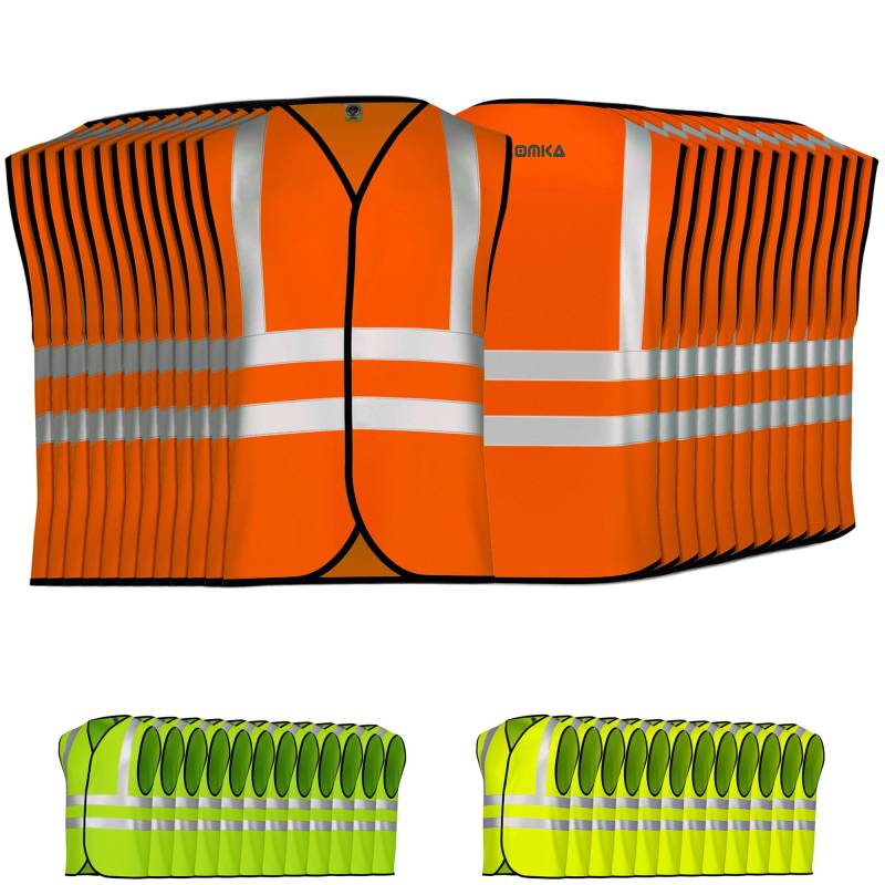 Warnweste Sicherheitsweste Auto Warnweste Reflektierende Pannenweste (1, Neon Orange, XL) von OMKA