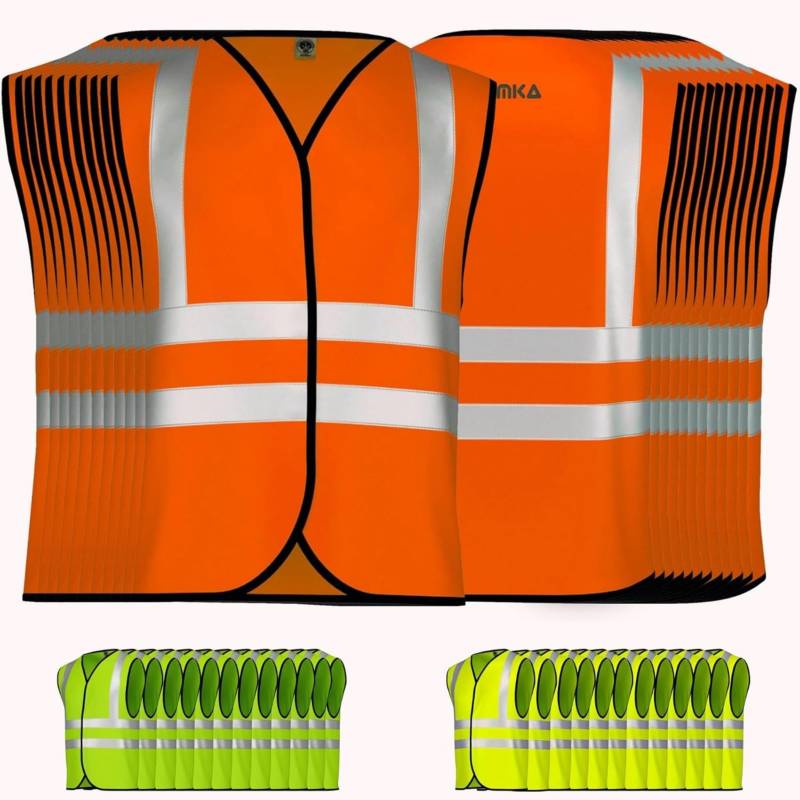 Warnweste Sicherheitsweste Auto Warnweste Reflektierende Pannenweste (12, Neon Orange, M) M Neon Orange 12 von OMKA