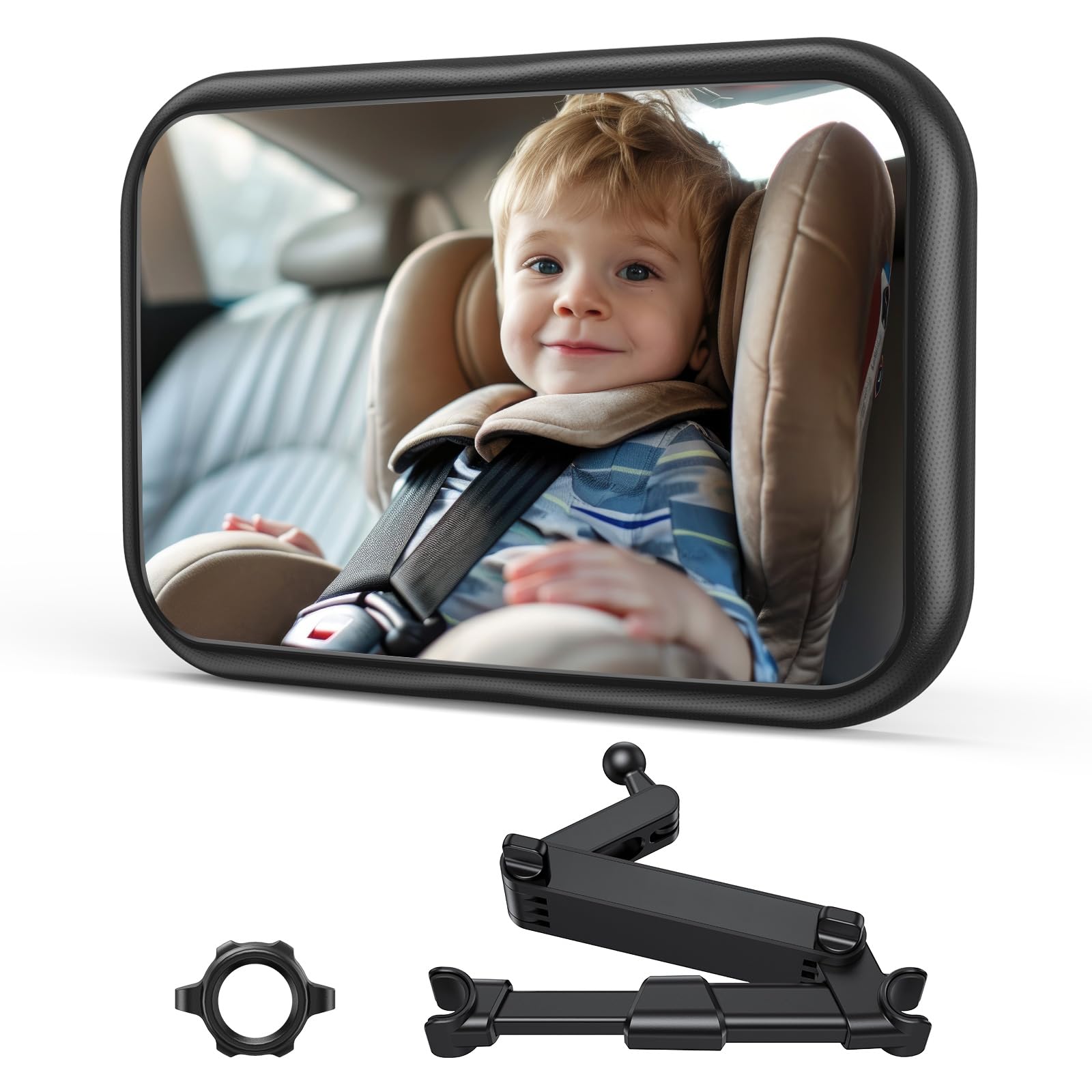 OMOTON Autospiegel Baby Rücksitz - 360° Spiegel Auto Baby Rückbank, High Definition Sicht rückspiegel Bruchsicherer, Verstellbarer Babyautospiegel, Schwenkbar Baby Spiegel Auto für Kindersitz von OMOTON