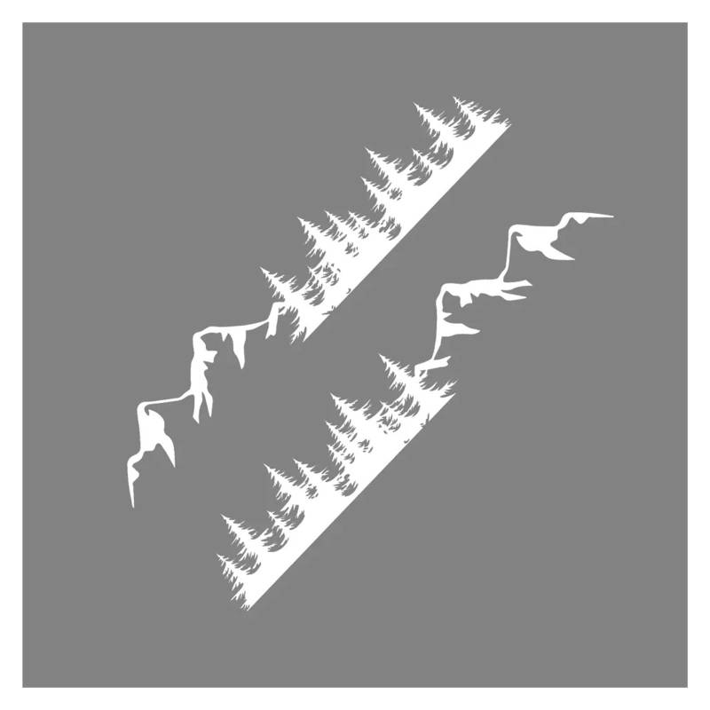 Auto-Aufkleber, 2 Stück, Tür-Seitenstab, Bergwald, Aufkleber, PVC, wasserdicht, Sonnenschutz, 30 cm (weiß, längste Seite 39 cm) von OMOZX