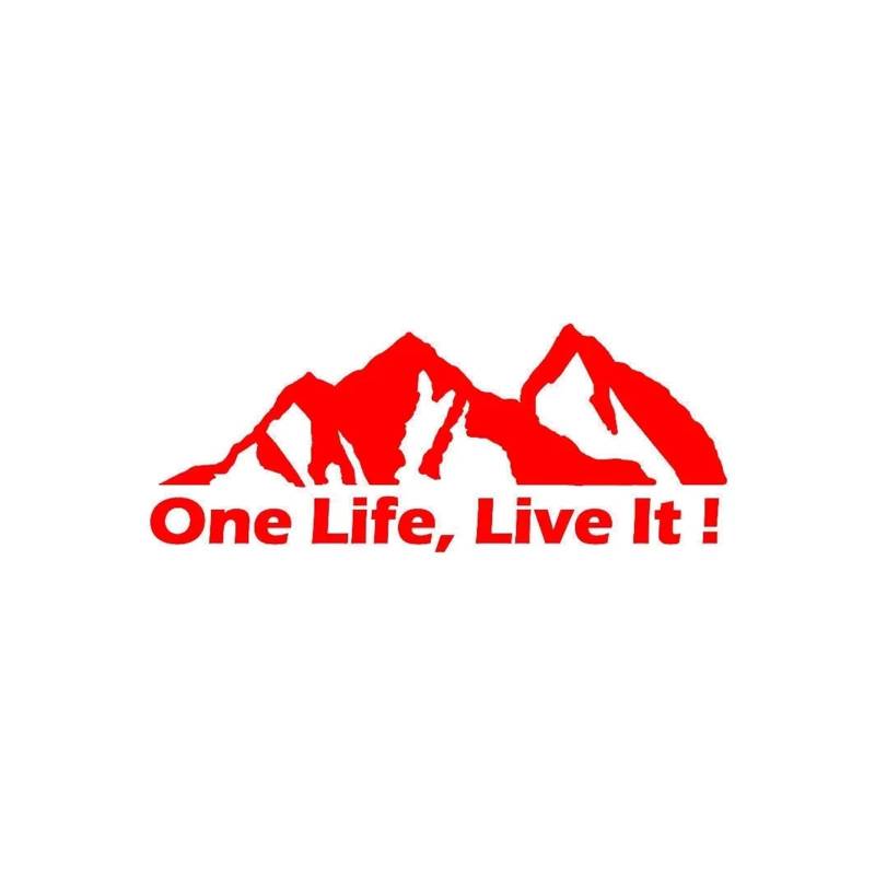 One Life Live It ! Off-Road Mountain Silhouette Auto-Aufkleber, Vinyl-Aufkleber für Zubehör, Fenster, 20 cm x 8 cm (rot, 20 cm x 8 cm) von OMOZX