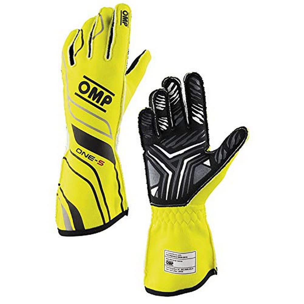 OMP ONE-S GELBE FLU HANDSCHUHE GRÖSSE L FIA 8556-2018 von OMP