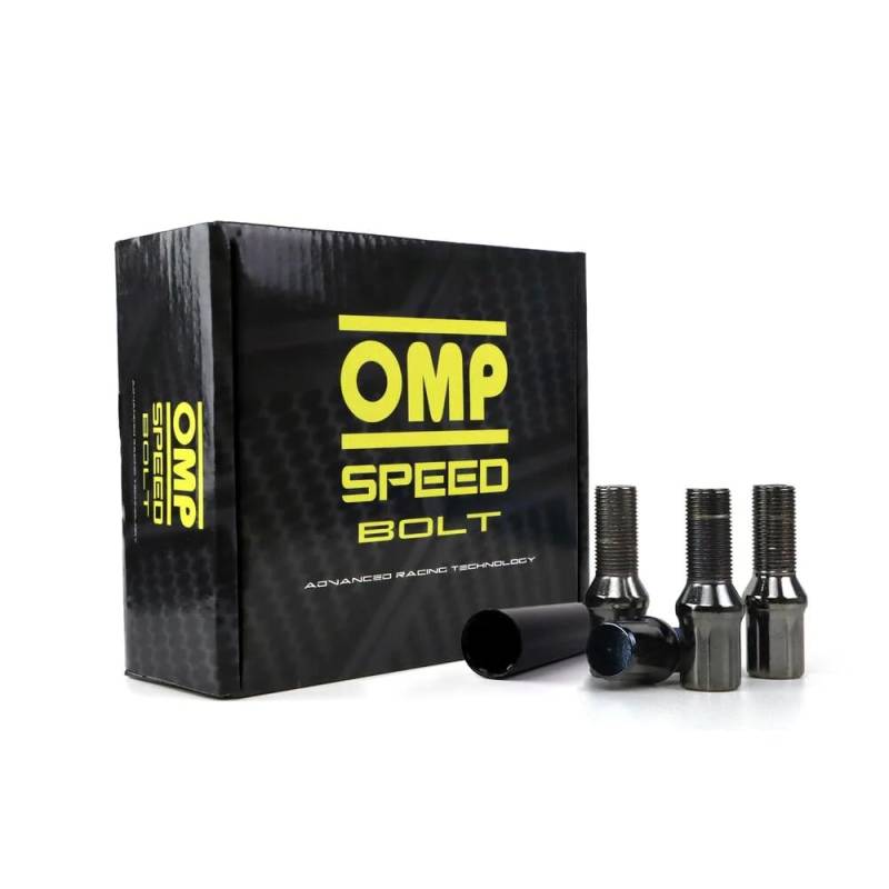 OMP Set mit 20 Radschrauben mit Metrik M12 x 1,25 Schlüssel mit 17 oder 19 mm Gewindelänge 27 mm, Farbe Grau und Material DIN 10,9 von OMP