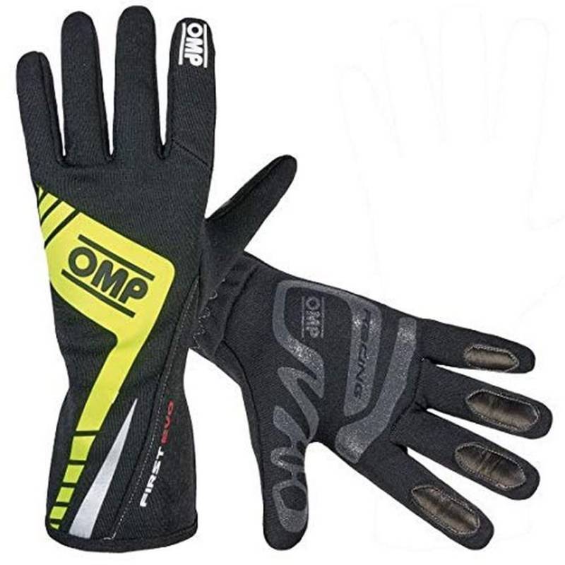 Omp ERSTE EVO HANDSCHUHE SCHWARZ/GELB GRÖSSE S FIA 8856-2018 von OMP