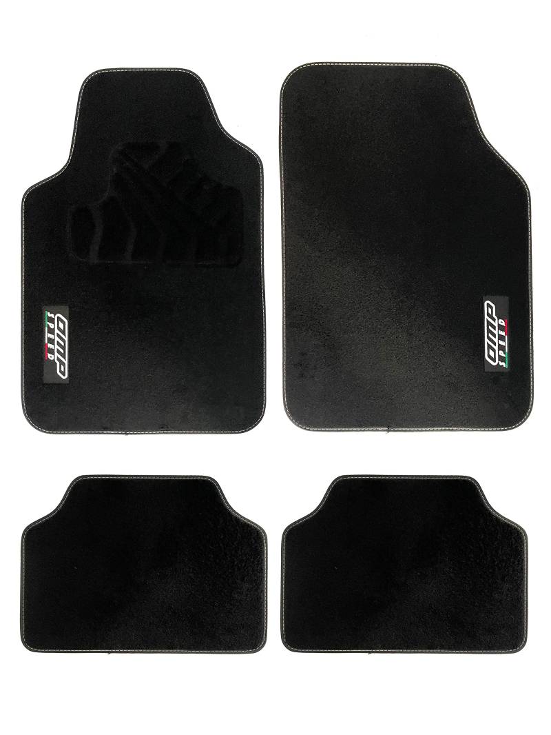 OMPLICENCI Omp Speed ​​Black Car Matten Set 4 Teile -Carpet Universal Car Matten Nicht -Schlupf Mit Italienischem Flaggenlogo von OMP