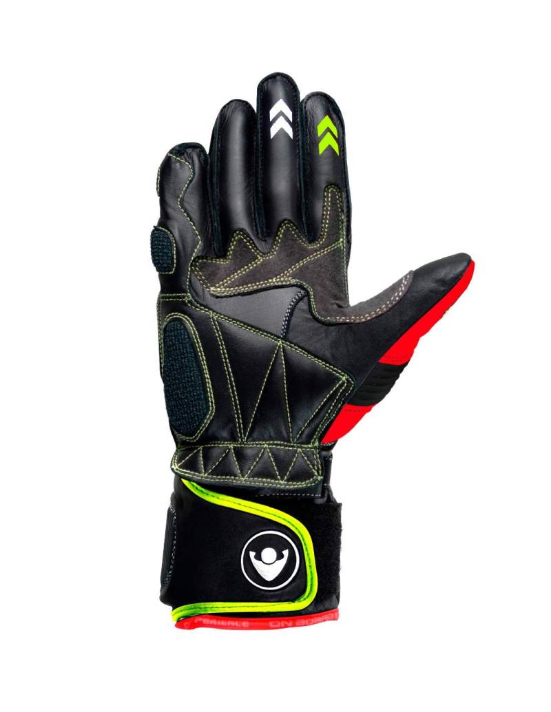 ON BOARD Racing-Handschuhe PRX-1, Unisex, M, schwarz/weiß/rot/fluoreszierend von ON BOARD