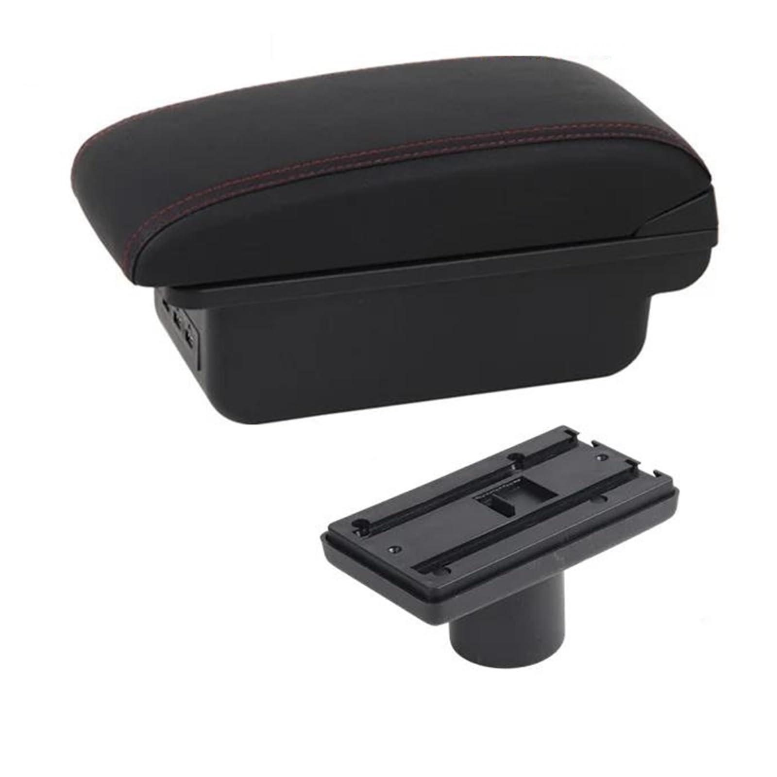 Auto Armlehnenbox Für Seat Für Ibiza 6j 6L Armlehnenbox Auto Mittelkonsolen Armlehnen Aufbewahrungsbox Mit USB Zubehör Aufbewahrungsbox(C1 Rote Linie) von ONDAWR