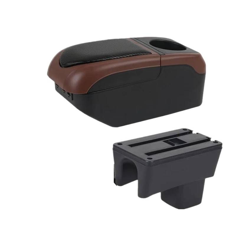 Auto Armlehnenbox Für Suzuki Für Swift 2005-2024 Auto Armlehnenbox Autozubehör Innendetails Aufbewahrungsbox Nachrüstteile Aufbewahrungsbox(S1 Schwarz-Kaffee 6USB) von ONDAWR