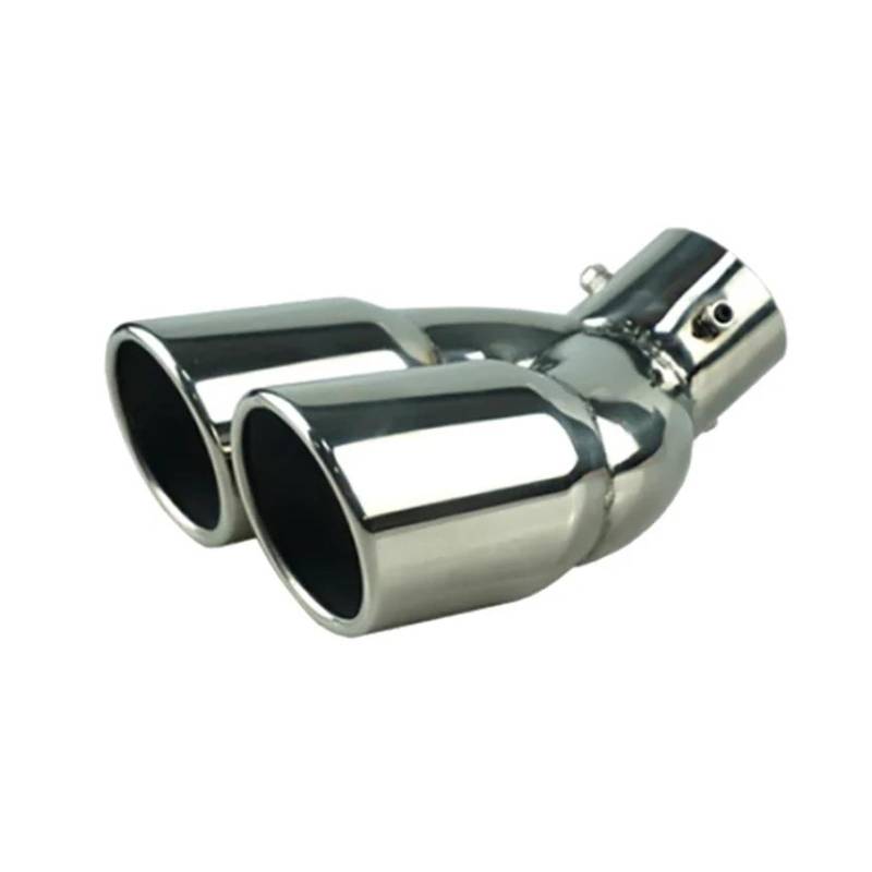 Auto-Auspuff-Endrohr Auto Auspuffspitze Einlass 63 Mm Edelstahl Auspuffrohr Heckkehle 76 Dual Auslass Auspuffdüse Schalldämpfer Universal Auspuffrohr-Spitzenabdeckungen(Silber gebogen) von ONDAWR