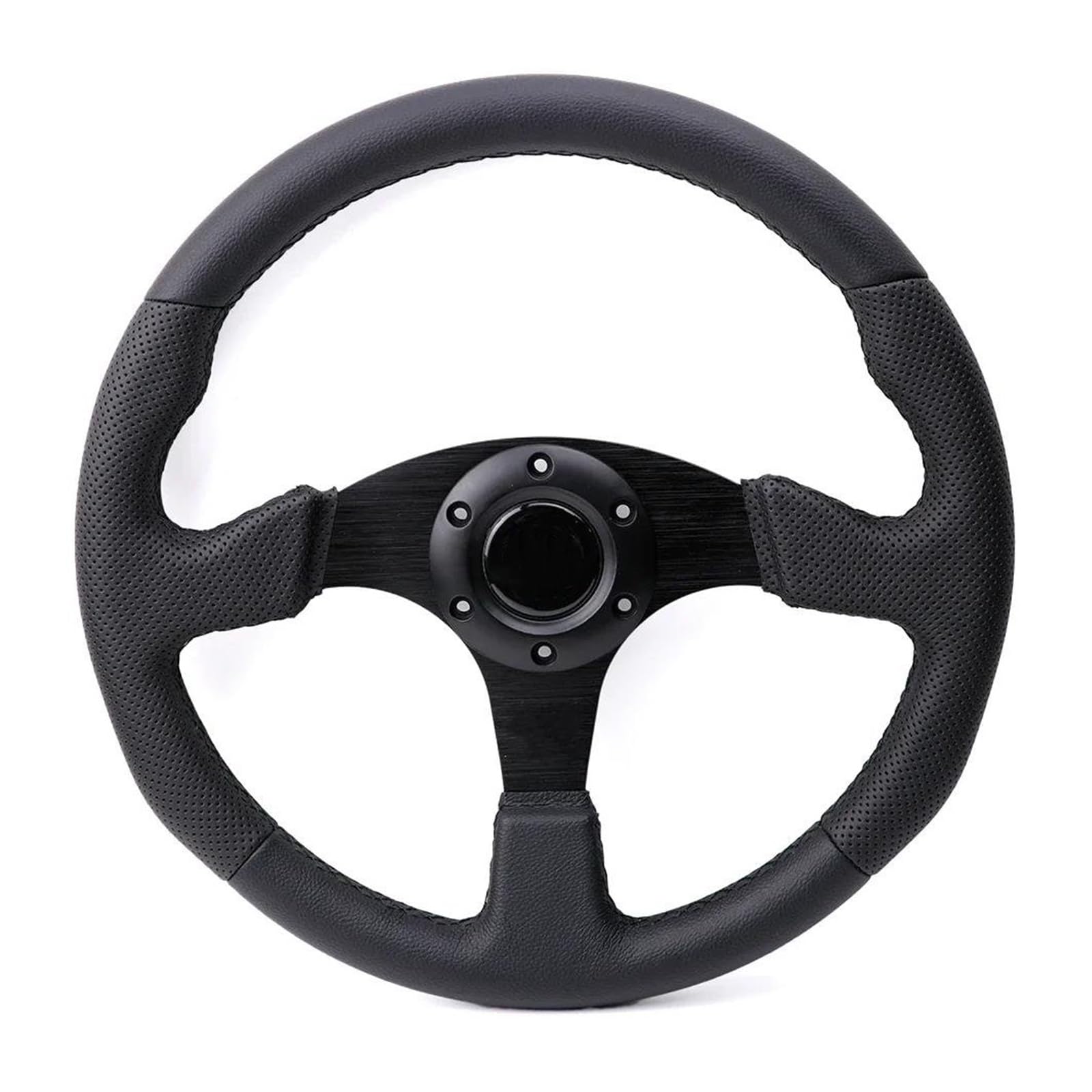 Autolenkrad Universales Autorennen Tuning Drift Sportlenkrad Wildlederlenkrad Autoteile Steuerschalter Winkelsensor(PVC-Leder schwarz) von ONDAWR