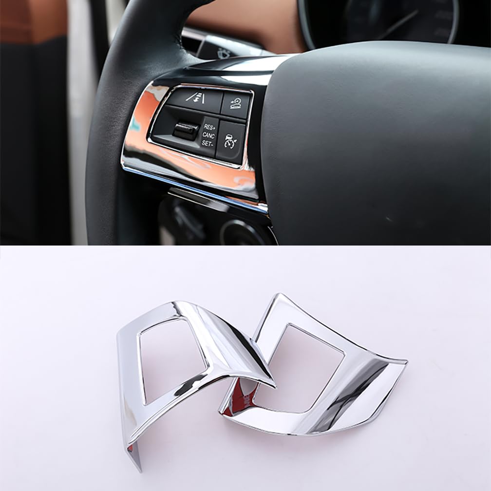 2 Stück Auto-Lenkrad-Knopfrahmen-Abdeckungsverkleidung für Maserati Ghibli, Silberne ABS-Chrom-Aufkleber, Dekoration, Individuelles Auto-Styling-Zubehör von ONDIAN