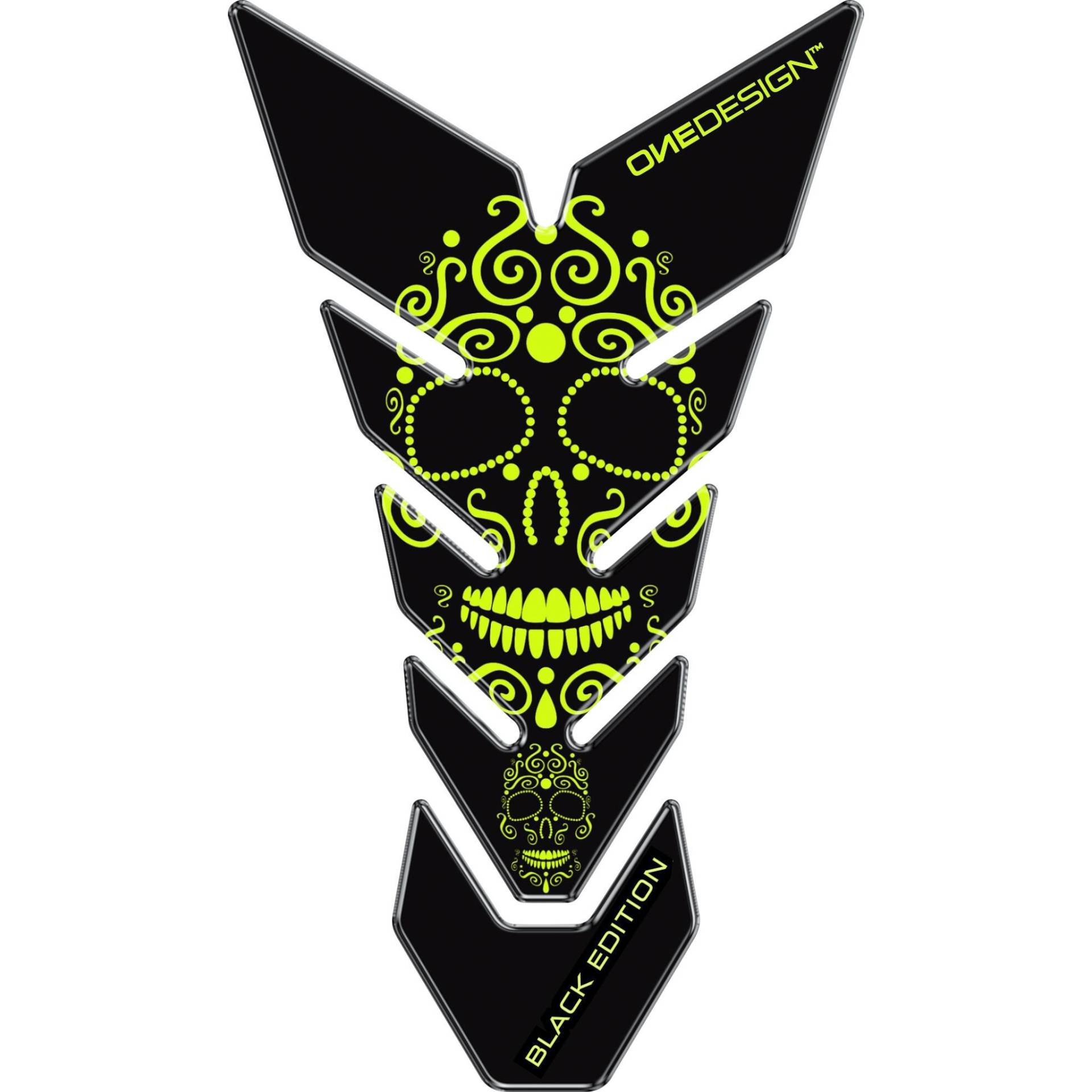 ONEDESIGN Tankpad CG 225x130mm Skull 1 schwarz/neon grüngelb von ONEDESIGN