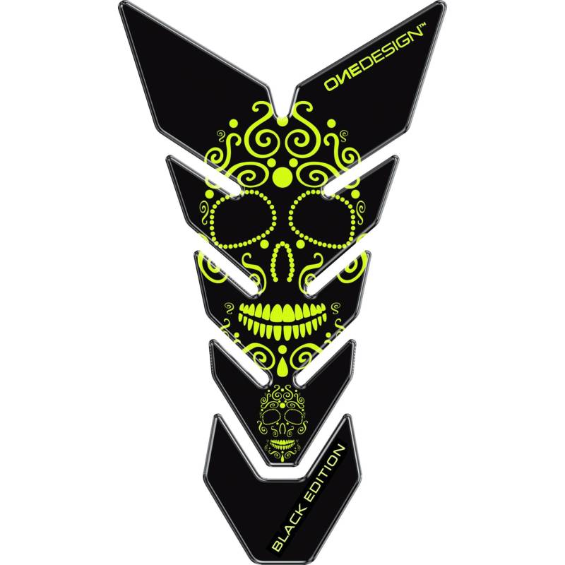 ONEDESIGN Tankpad CG 225x130mm Skull 1 schwarz/neon grüngelb von ONEDESIGN