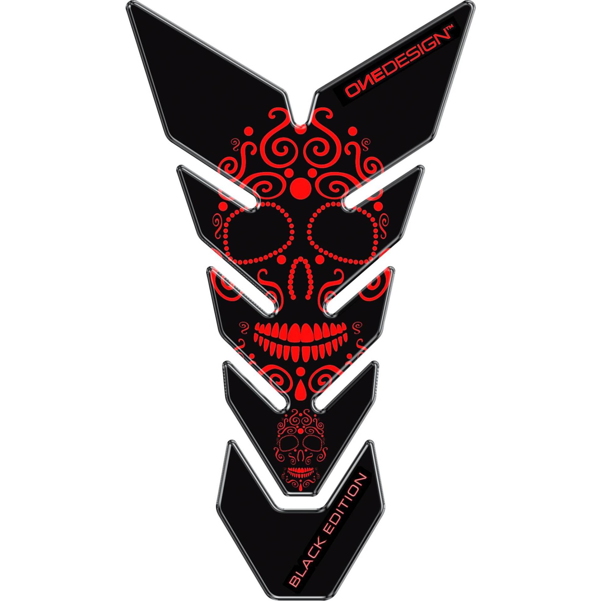 ONEDESIGN Tankpad CG 225x130mm Skull 1 schwarz/rot-orange von ONEDESIGN