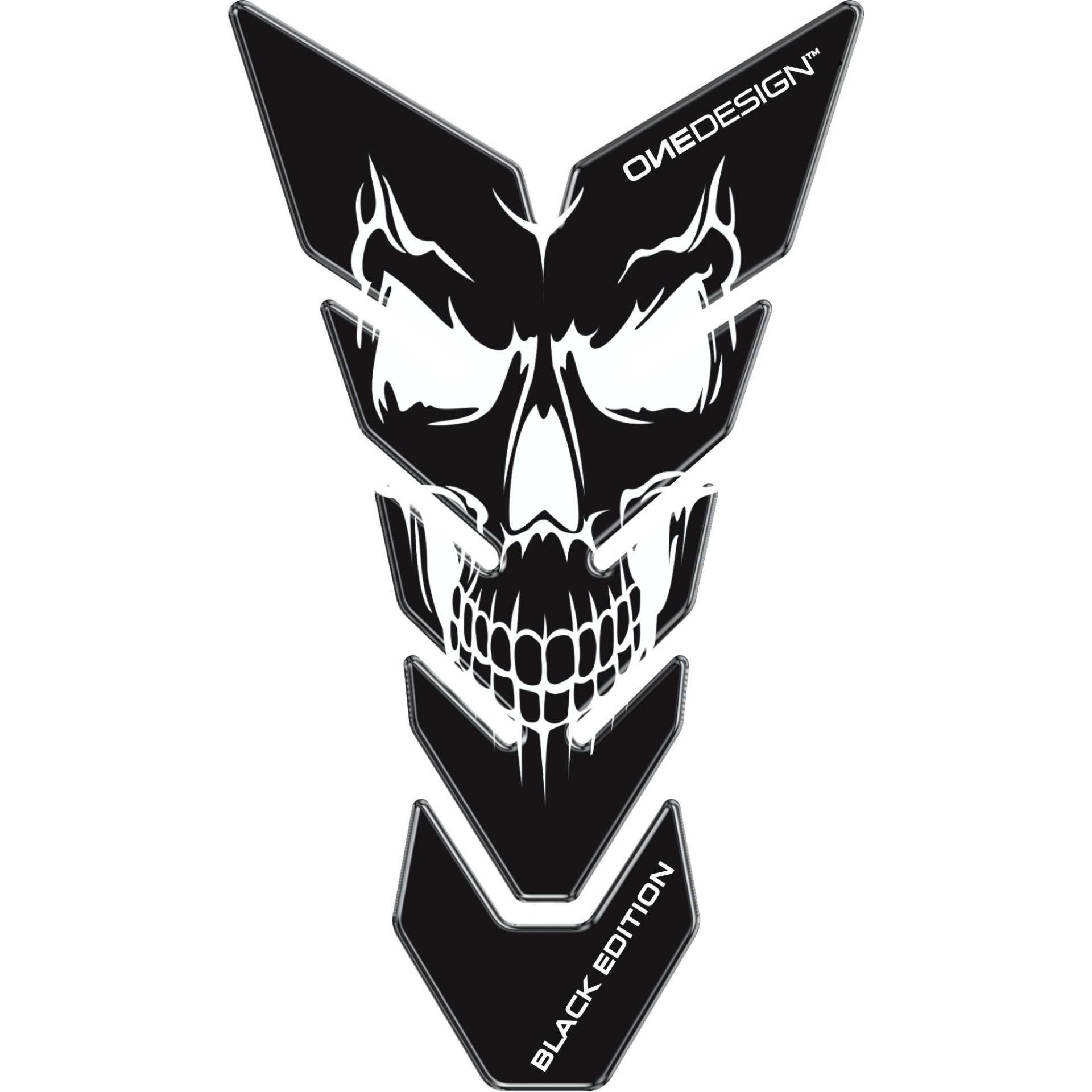 ONEDESIGN Tankpad CG 225x130mm Skull 5 Flame schwarz/weiß von ONEDESIGN