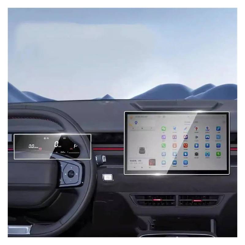 Für Jetour Für Dashing 2022 2023 12,8 Zoll Auto GPS Navigation Center Touch Display Und Armaturenbrett Displayschutzfolie Aus Gehärtetem Glas Navigation Glas Displayschutzfolie(GPS and Dashboard) von ONETREND