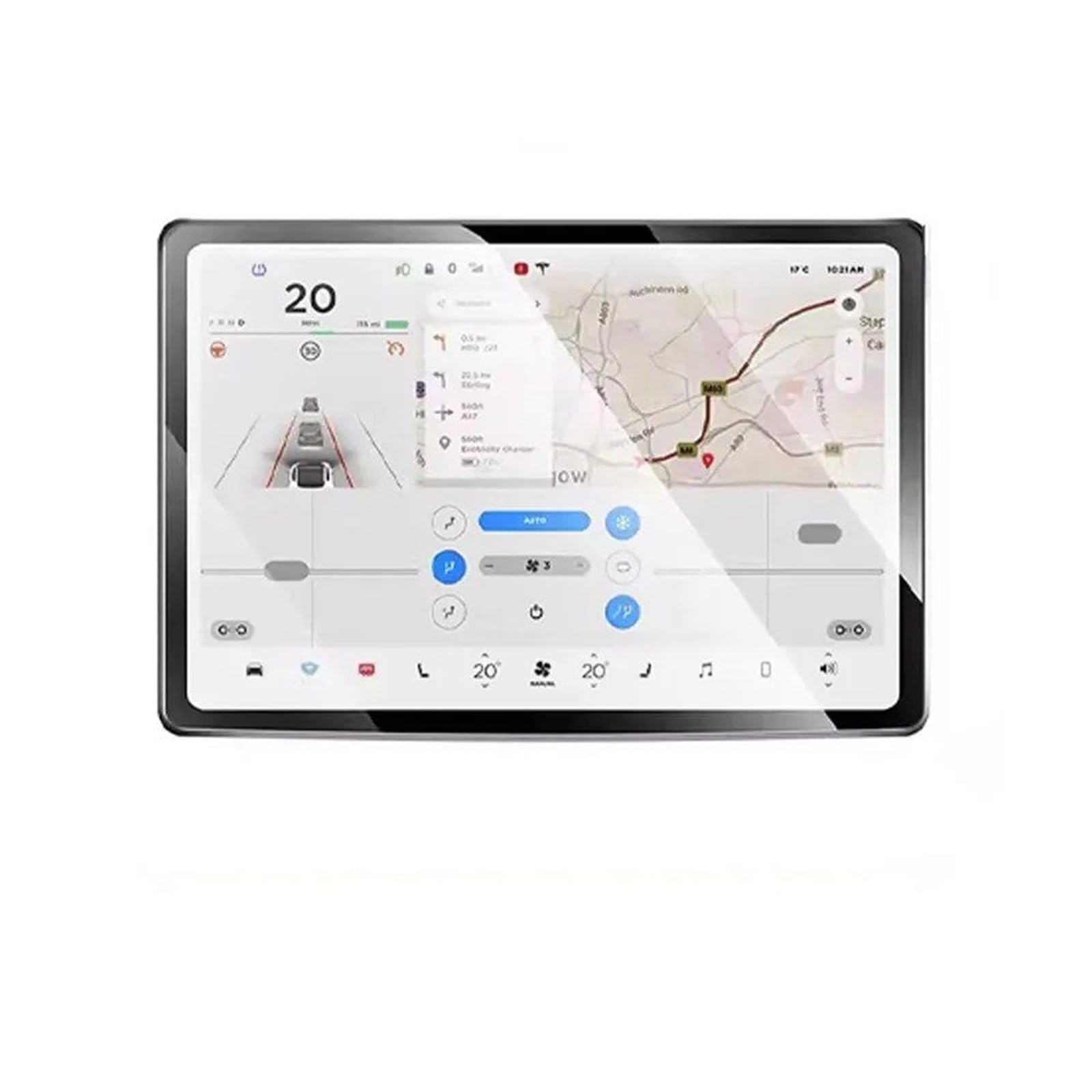 Für Tesla Für Modell 3 2024 15-Zoll-Touchscreen-Schutzabdeckung Für Modell 3 Für Highland 8-Zoll-Heckreihendisplay Gehärtetes Glas HD Transparent Navigation Glas Displayschutzfolie(Air Conditioning) von ONETREND