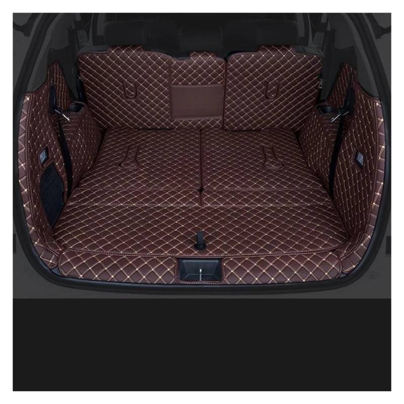 Kofferraummatte Für BYD M6 2024 2025 Sieben Sitze Auto All Surrounded Heckkofferraummatte Cargo Boot Liner Tray Heckkofferraum Gepäckzubehör kofferraummatten(Full Set Coffee) von ONETREND