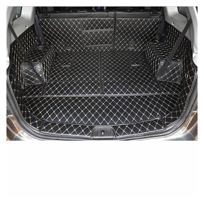 Kofferraummatte Für Chevrolet Für Captiva 7 Sitze Kofferraummatten Leder Cargo Liner Boot Teppiche Hinten Innen Dekoration Zubehör kofferraummatten(Black with beige) von ONETREND