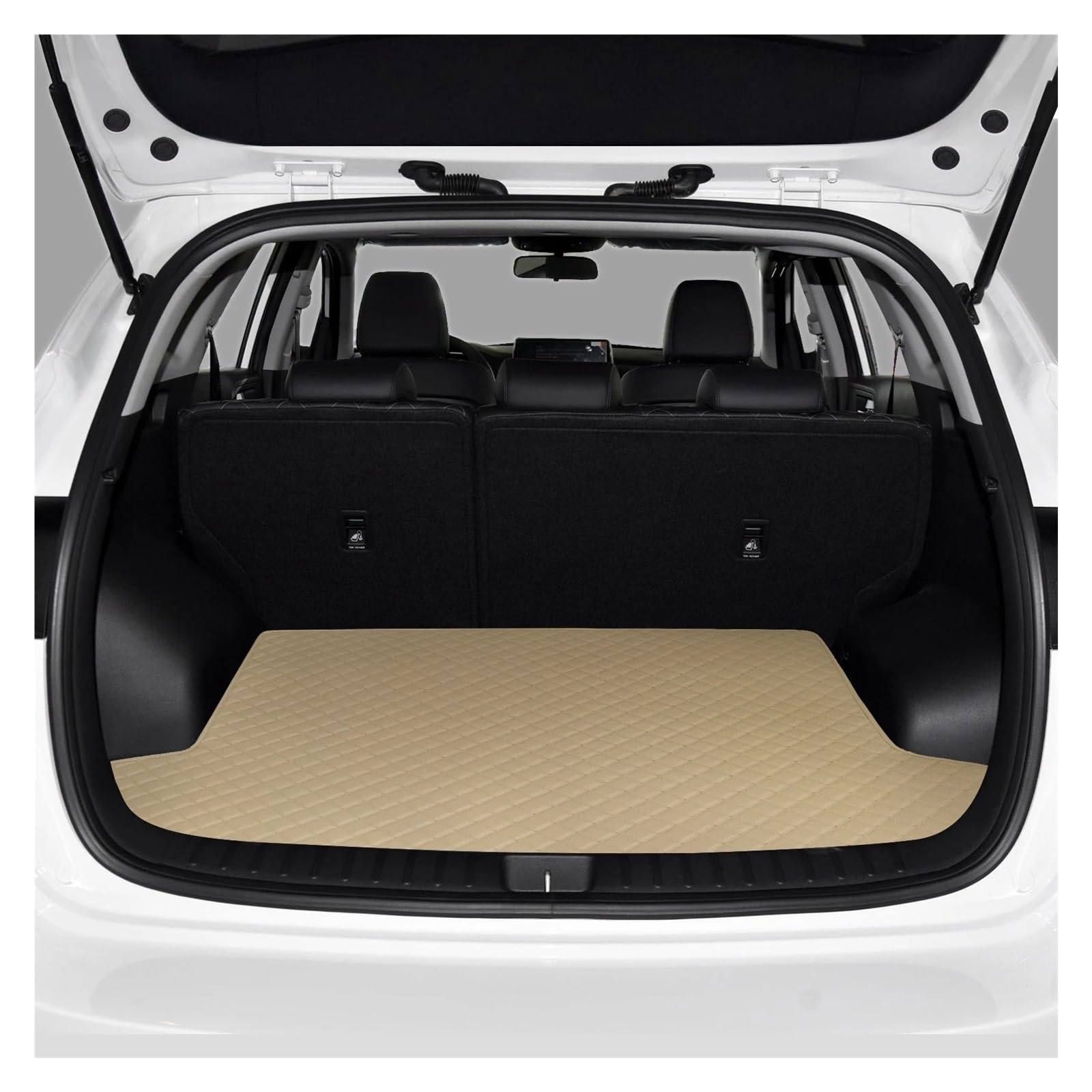 Kofferraummatte Für VW Für Golf 6 2009 2010 2011 2012 2013 Kofferraummatte Bestickte Leder wasserdichte Matte Auto-Innenausstattung Kofferraummatten(All Beige) von ONETREND