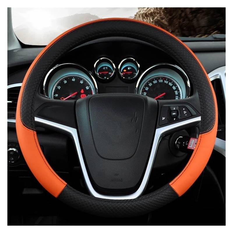 Lenkradbezug Für KIA Für Rio Für NIRO K3 K5 Für Soul Für Ceed Für Cerato Für Forte Leder Autolenkradabdeckung Lenkradhüllen(Black Orange) von ONETREND