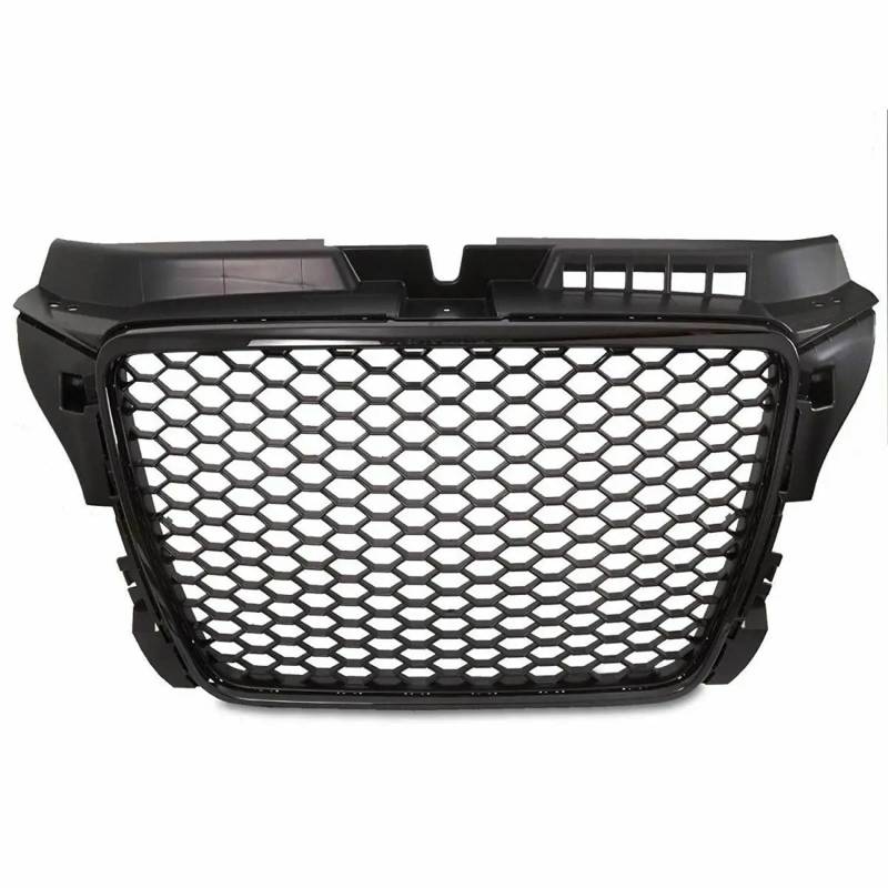 Nierengrill Für A3 S3 8P 2009 2010 2011 2012 2013 Vorderer Mittelgrill RS3-Stil Vorderer Sport-Hex-Mesh-Honeycomb-Haubengrill Glänzend Schwarz Frontrippengrill von ONETREND