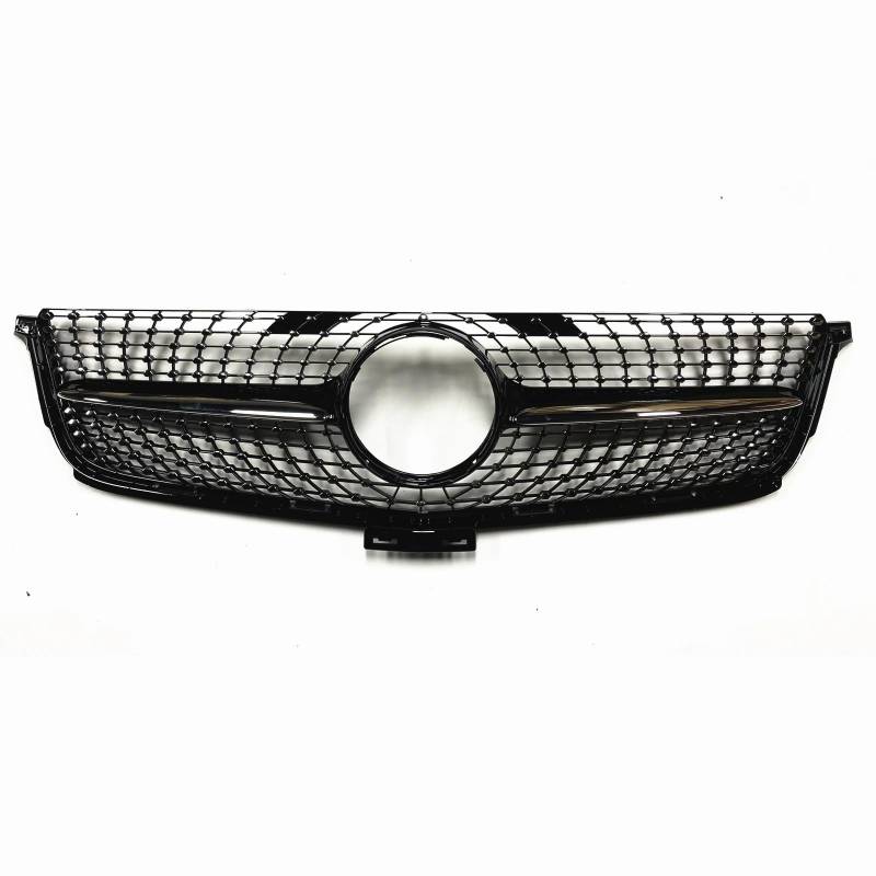 Nierengrill Für Benz W166 ML 2012-2015 Diamant Stil Frontgrill Grills Silber/Schwarz ML300 ML320 ML350 ML400 Auto Stoßstange Haube Mesh Frontrippengrill(Black) von ONETREND