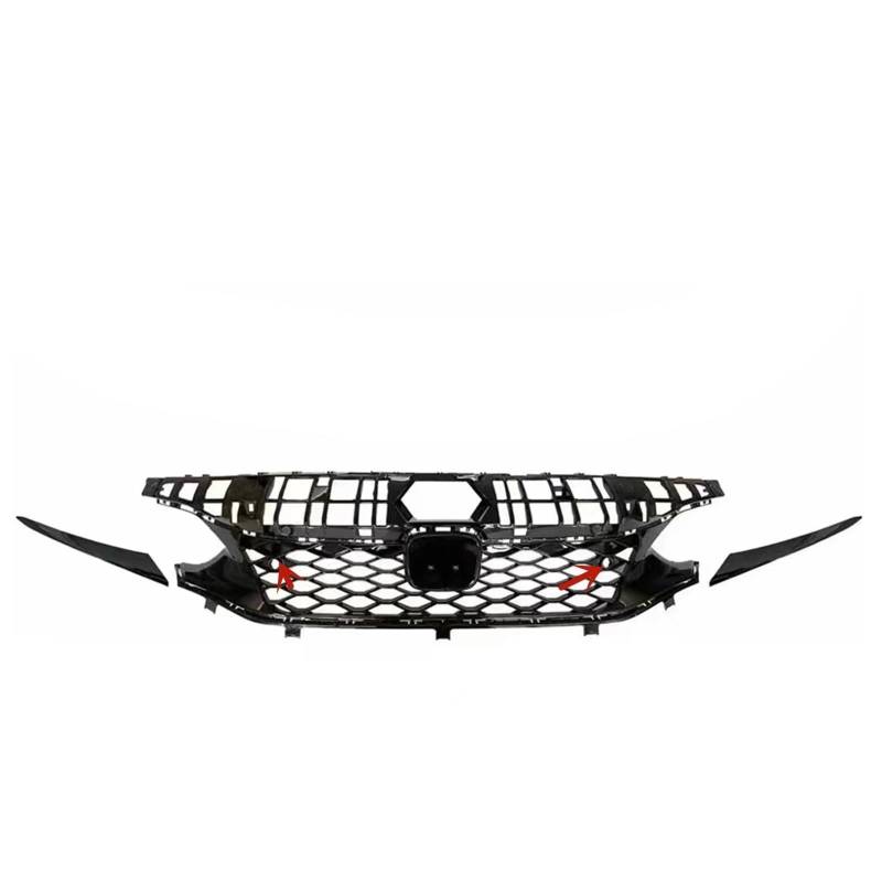 Nierengrill Für Civic 11. Für Fließheck Für Nur 2022 2023 2024 Für Typ Für R Stil Frontgrill Racing Grill Mesh Grid Oberen Stoßstange Haube Abdeckung Trim Frontrippengrill(with Sensor Hole) von ONETREND