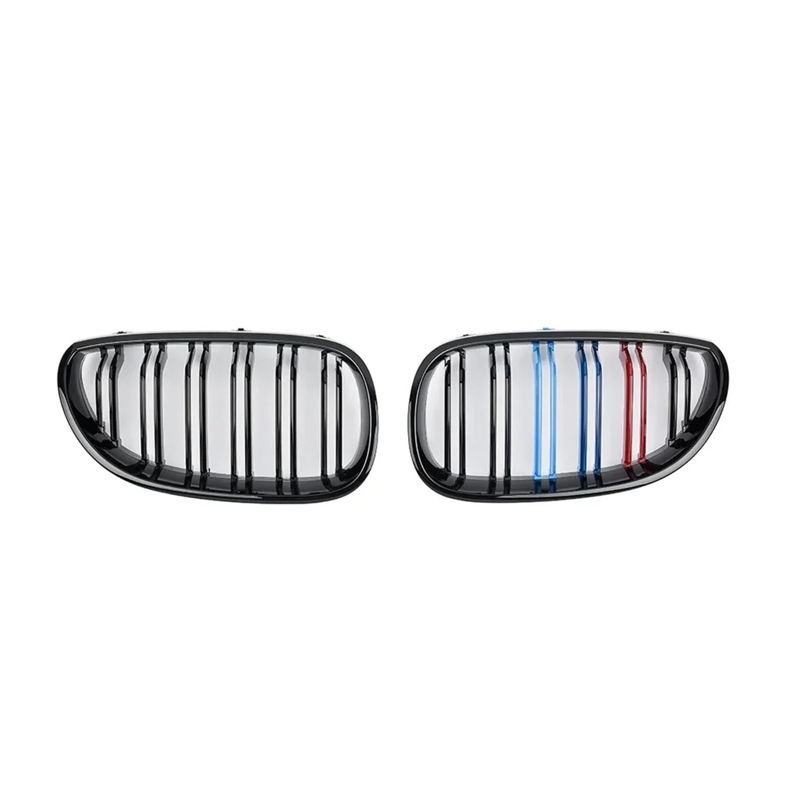 Nierengrill Für E60 E61 5 Für Serie 2003-2009 Glanz Schwarz Auto Doppel Lamellen Auto Front Stoßstange Grille Niere Racing Grill Gitter Frontrippengrill(M-Color) von ONETREND